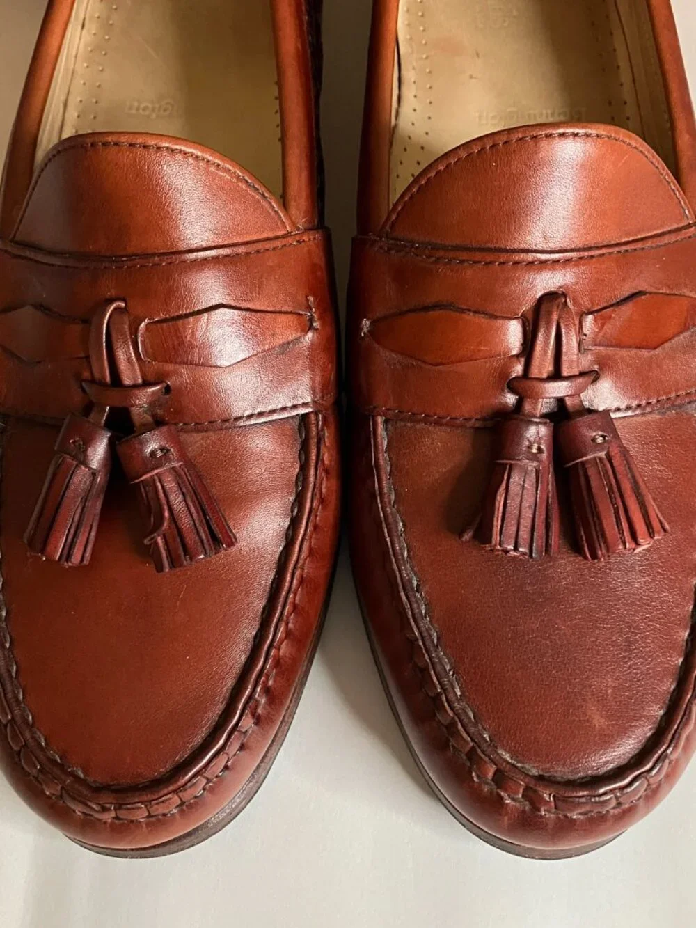 VTG Allen Edmonds Bennington Made in USA Brown Woven Tassel Loafers 11 3E Wide